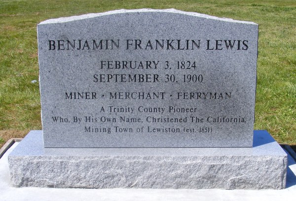 The grave stone of Lewiston's namesake, Benjamin Franklin Lewis, in The Dalles, Oregon